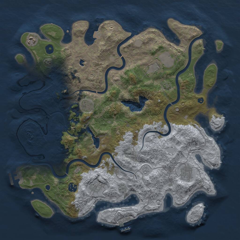 Rust Map: Procedural Map, Size: 4000, Seed: 44323, 13 Monuments