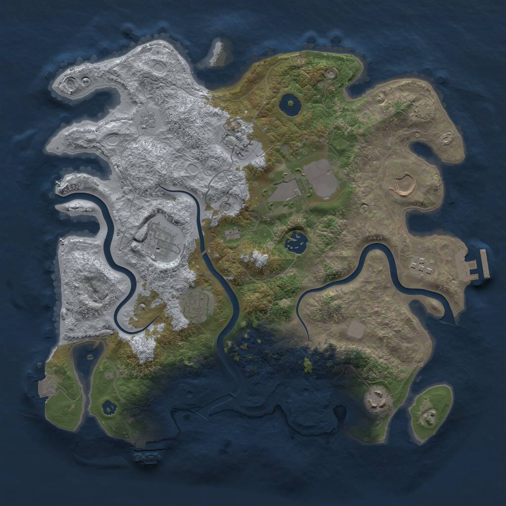 Rust Map: Procedural Map, Size: 3500, Seed: 140391484, 14 Monuments