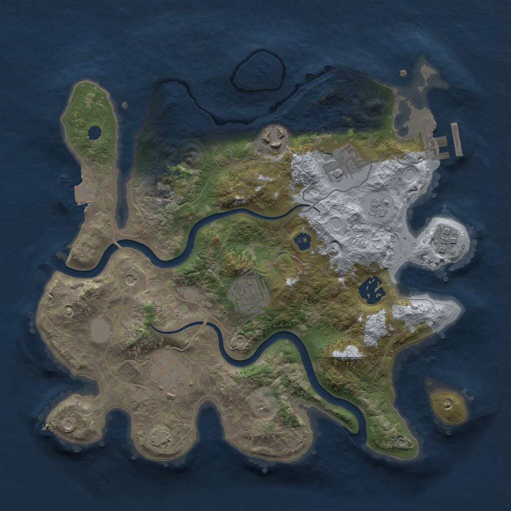 Rust Map: Procedural Map, Size: 3000, Seed: 1134491634, 11 Monuments