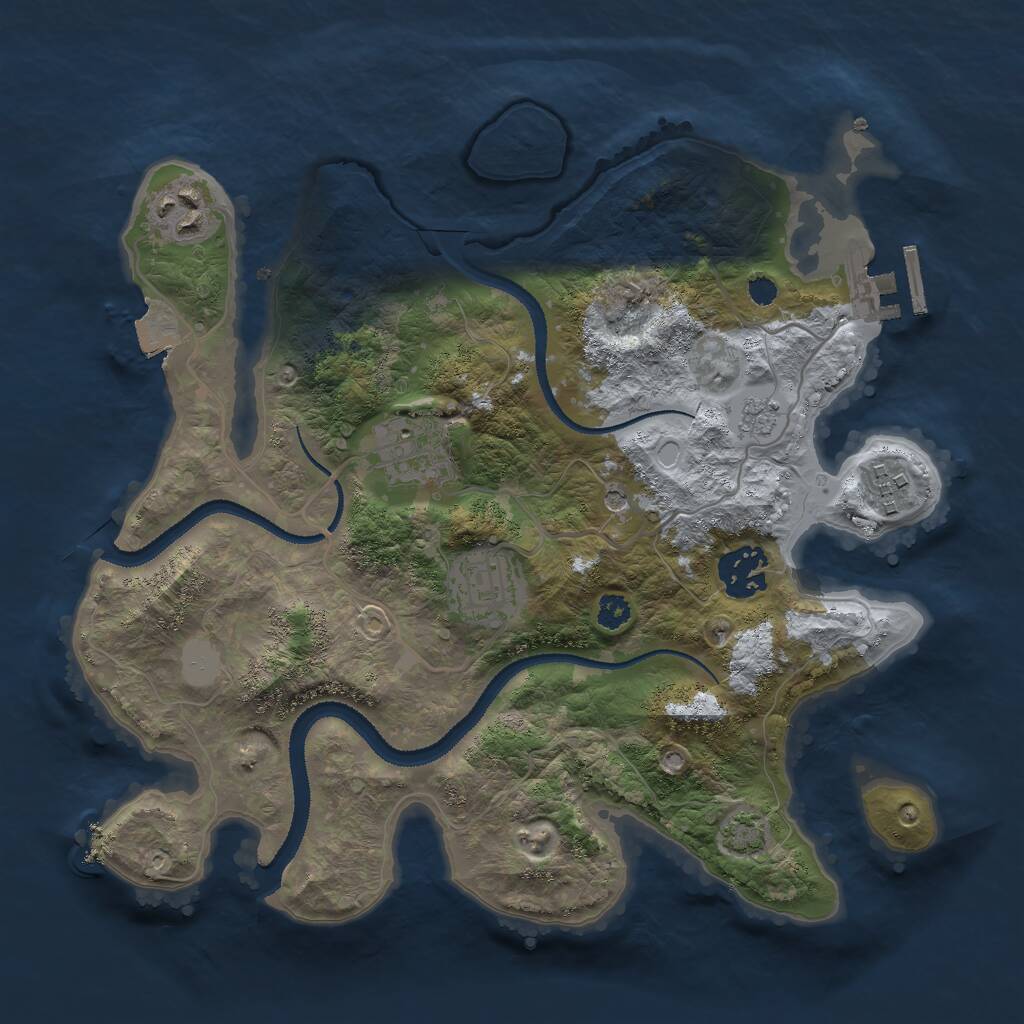 Rust Map: Procedural Map, Size: 3000, Seed: 1134491634, 10 Monuments