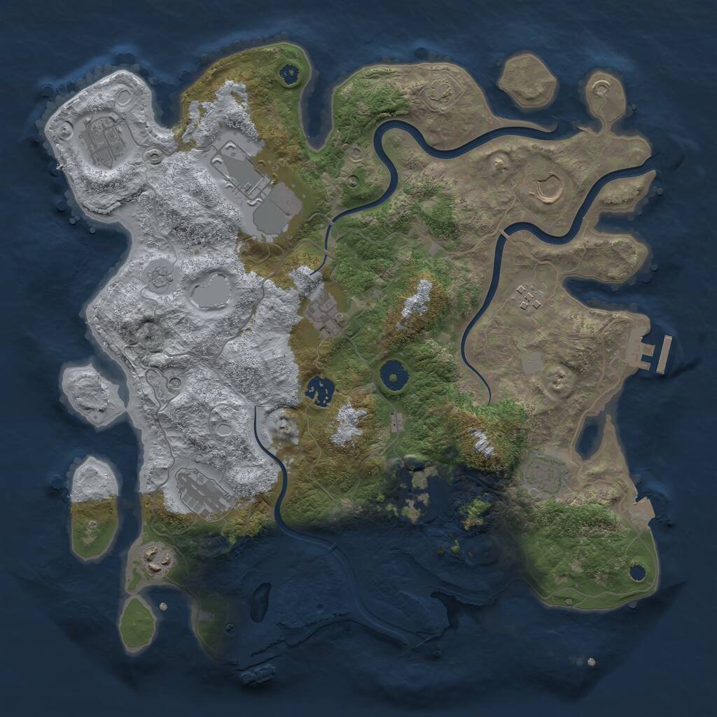 Rust Map: Procedural Map, Size: 3750, Seed: 345, 16 Monuments