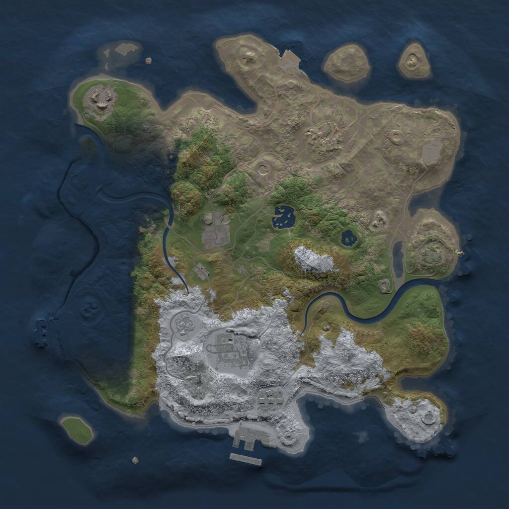 Rust Map: Procedural Map, Size: 3200, Seed: 1852927252, 12 Monuments