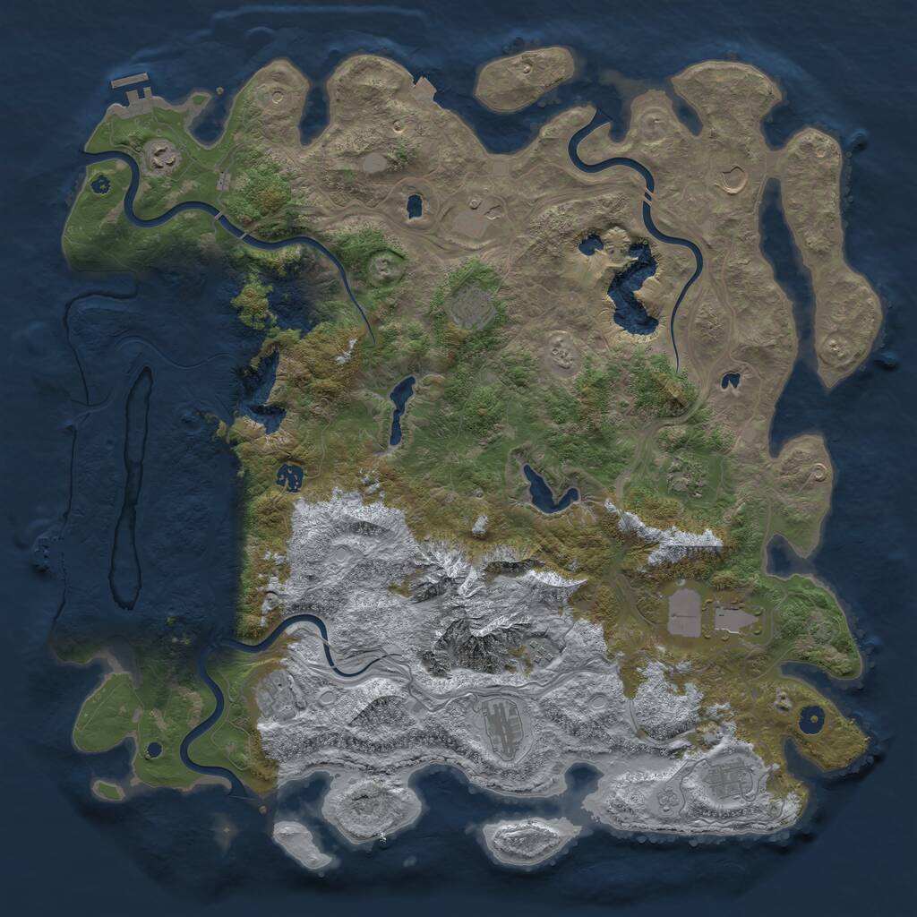 Rust Map: Procedural Map, Size: 5000, Seed: 681466660, 17 Monuments