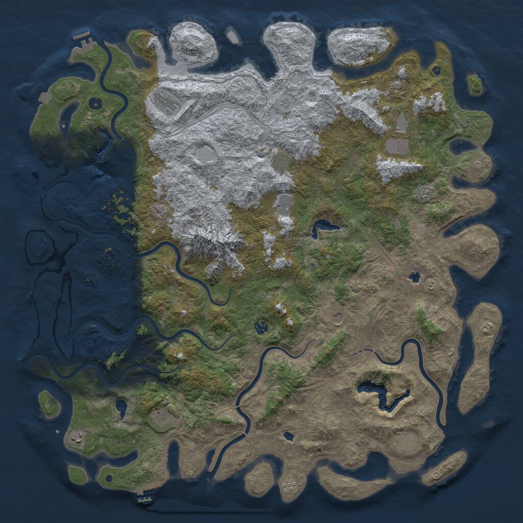 Rust Map: Procedural Map, Size: 6000, Seed: 749617457, 17 Monuments