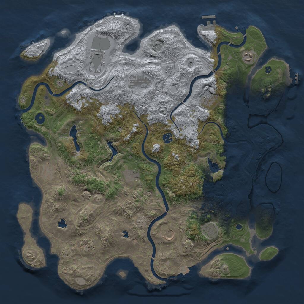 Rust Map: Procedural Map, Size: 4500, Seed: 943090158, 17 Monuments