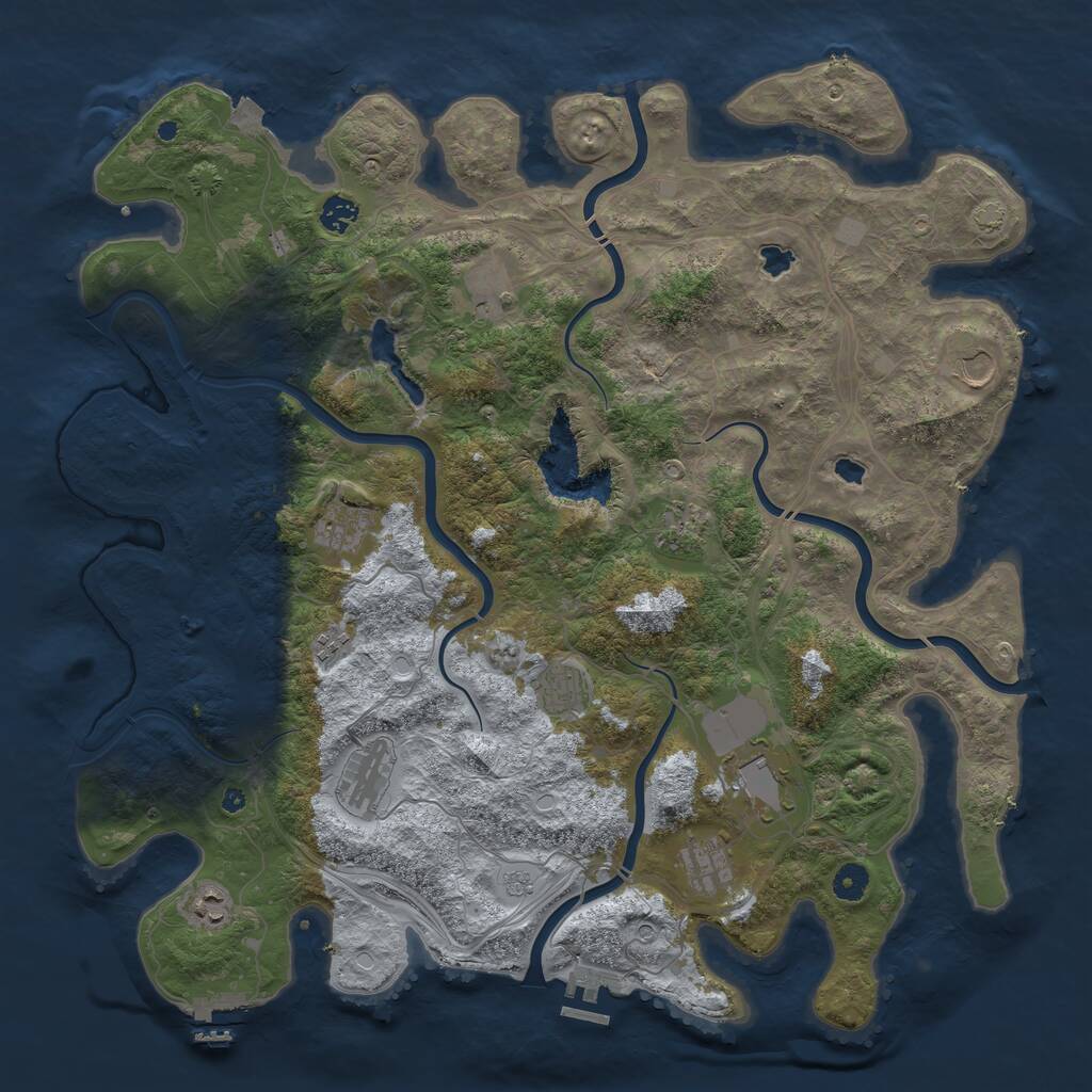 Rust Map: Procedural Map, Size: 4500, Seed: 1214714037, 17 Monuments