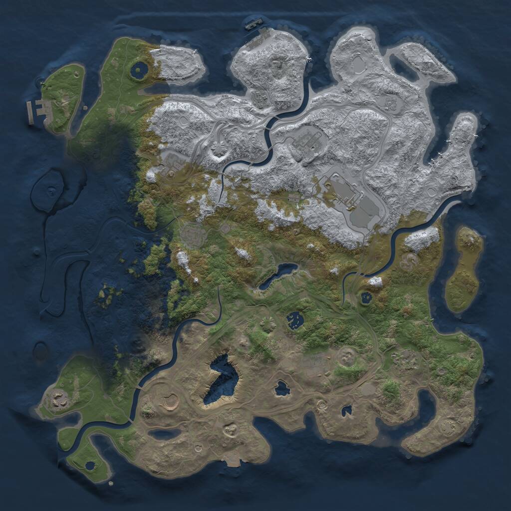 Rust Map: Procedural Map, Size: 4500, Seed: 820605219, 16 Monuments