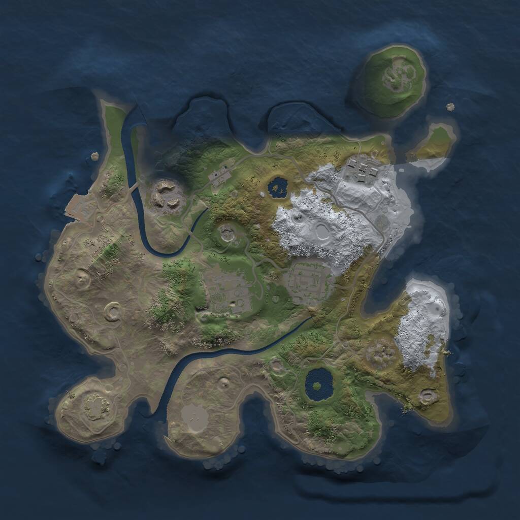 Rust Map: Procedural Map, Size: 2500, Seed: 1134491634, 7 Monuments