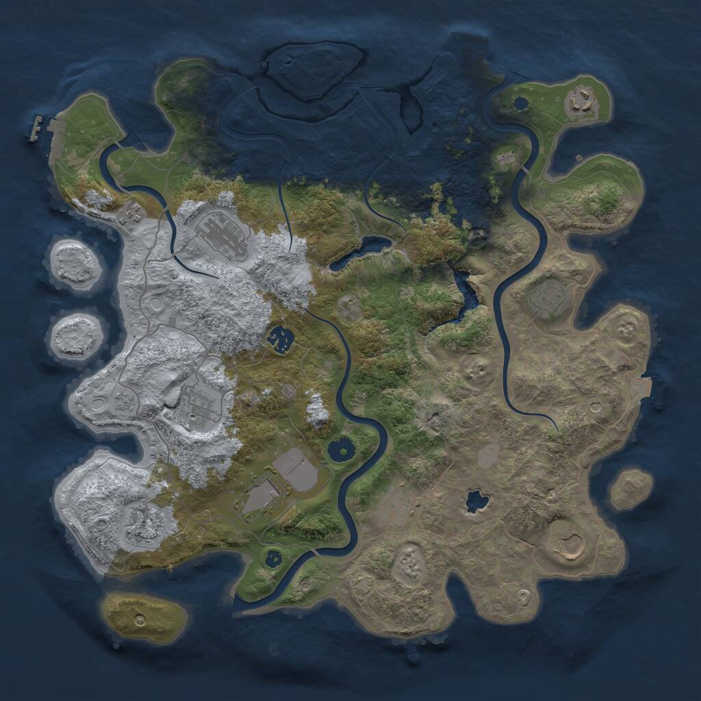 Rust Map: Procedural Map, Size: 4100, Seed: 663432621, 16 Monuments