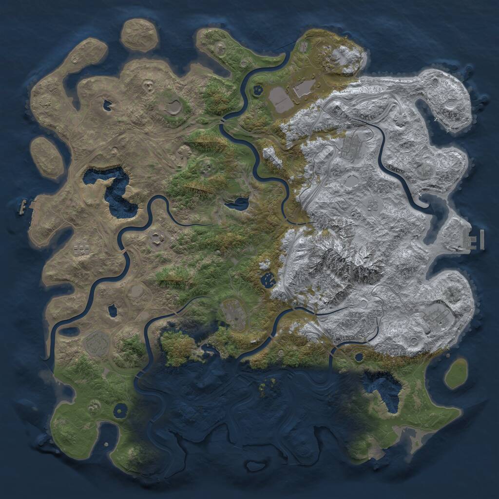 Rust Map: Procedural Map, Size: 5000, Seed: 2129868696, 16 Monuments