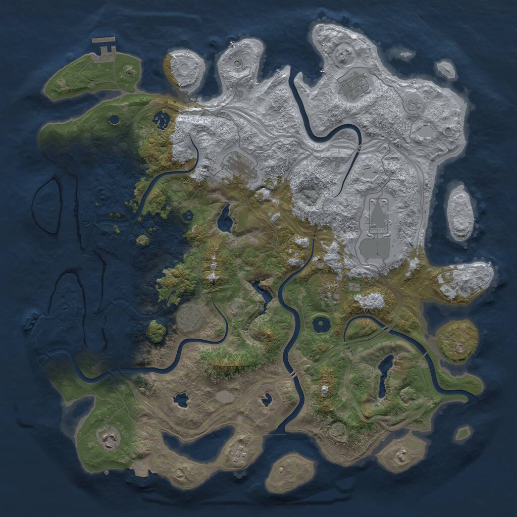 Rust Map: Procedural Map, Size: 4500, Seed: 721876029, 14 Monuments