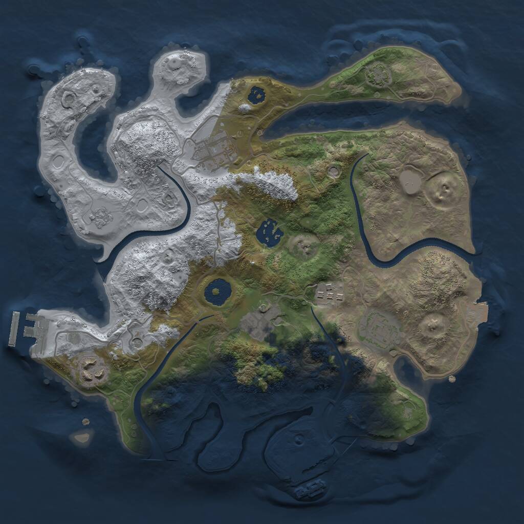 Rust Map: Procedural Map, Size: 3000, Seed: 20057, 12 Monuments