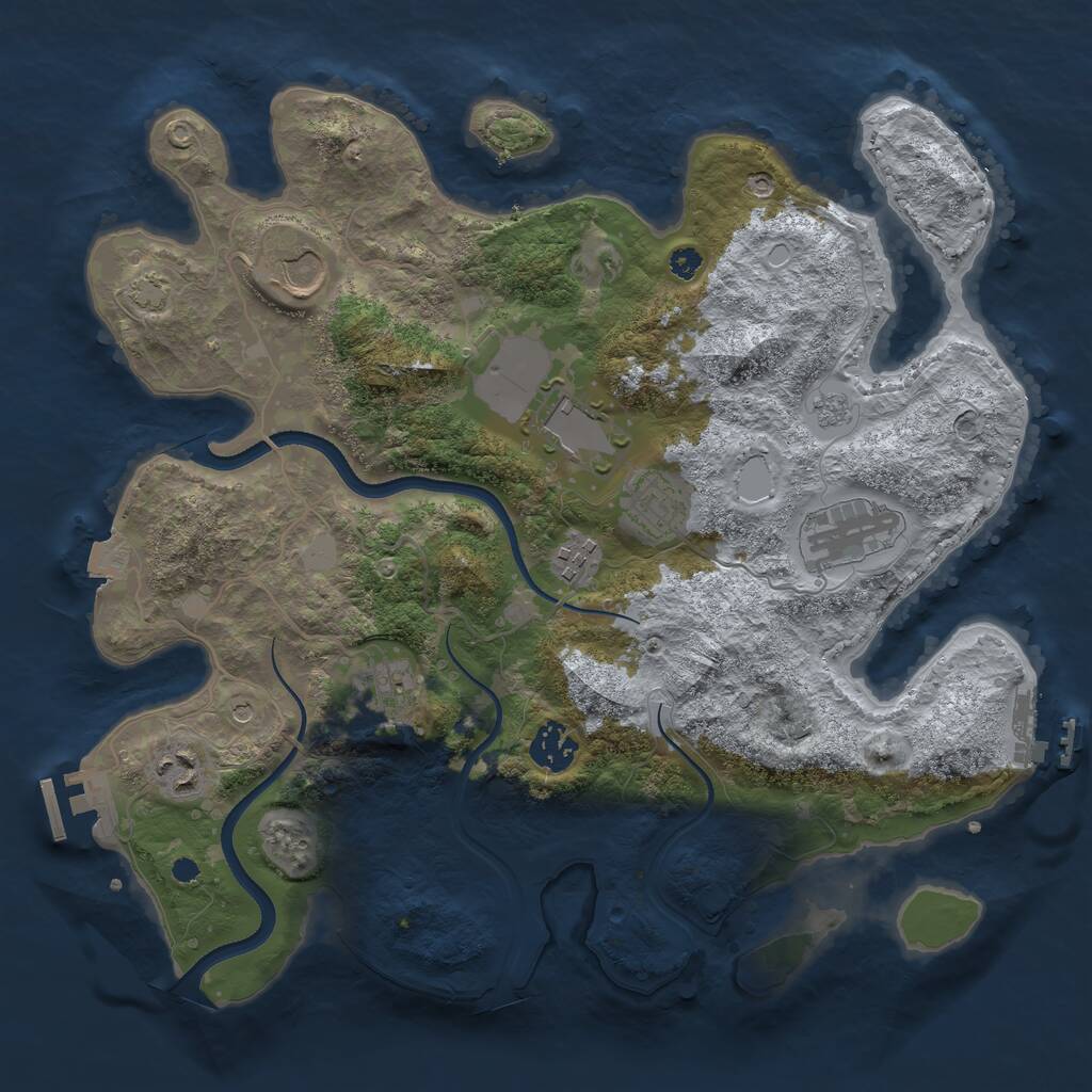 Rust Map: Procedural Map, Size: 3500, Seed: 1432079580, 14 Monuments