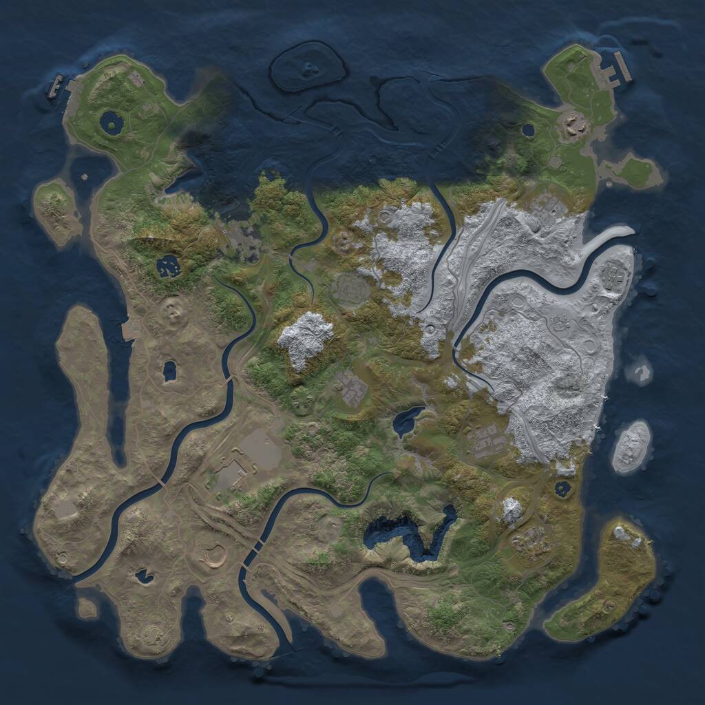 Rust Map: Procedural Map, Size: 4500, Seed: 1134491634, 17 Monuments