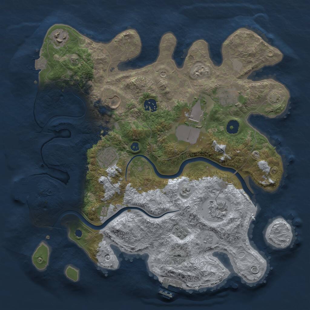 Rust Map: Procedural Map, Size: 3500, Seed: 789449670, 14 Monuments