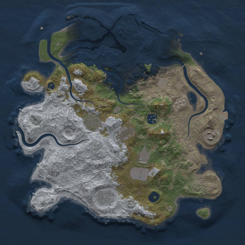 Rust Map: Procedural Map, Size: 3500, Seed: 582176997, 13 Monuments