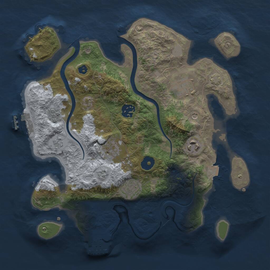 Rust Map: Procedural Map, Size: 3000, Seed: 16832, 12 Monuments