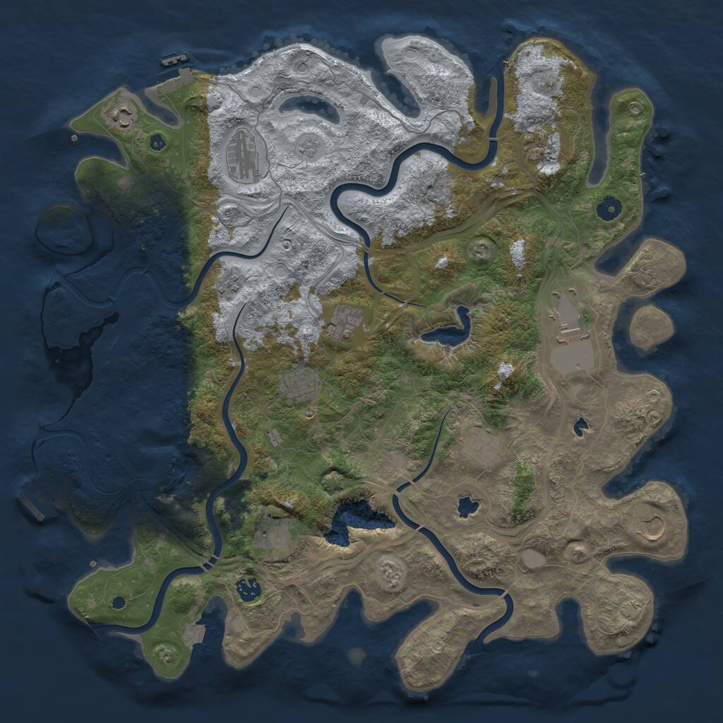 Rust Map: Procedural Map, Size: 4500, Seed: 824229633, 17 Monuments