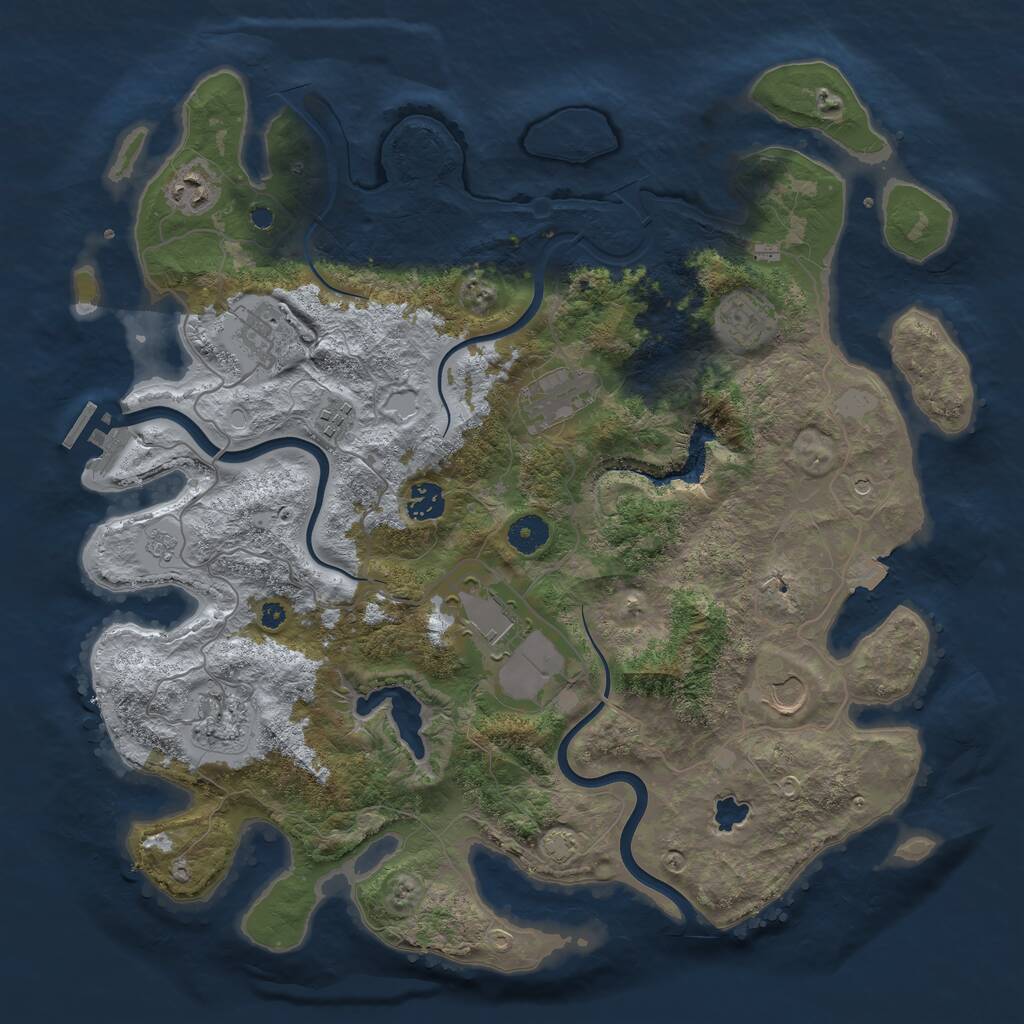 Rust Map: Procedural Map, Size: 4000, Seed: 71071466, 14 Monuments