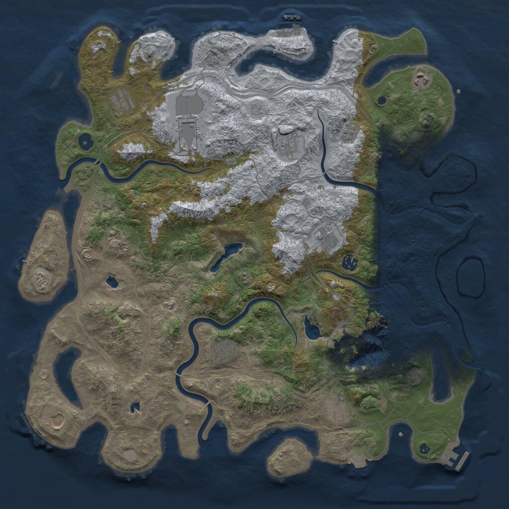 Rust Map: Procedural Map, Size: 4800, Seed: 912463844, 17 Monuments