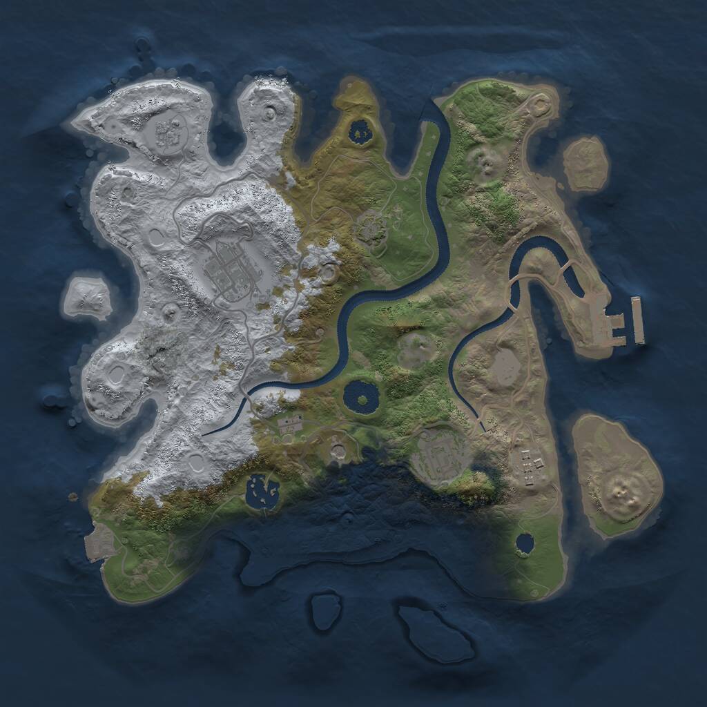 Rust Map: Procedural Map, Size: 3000, Seed: 407572048, 9 Monuments