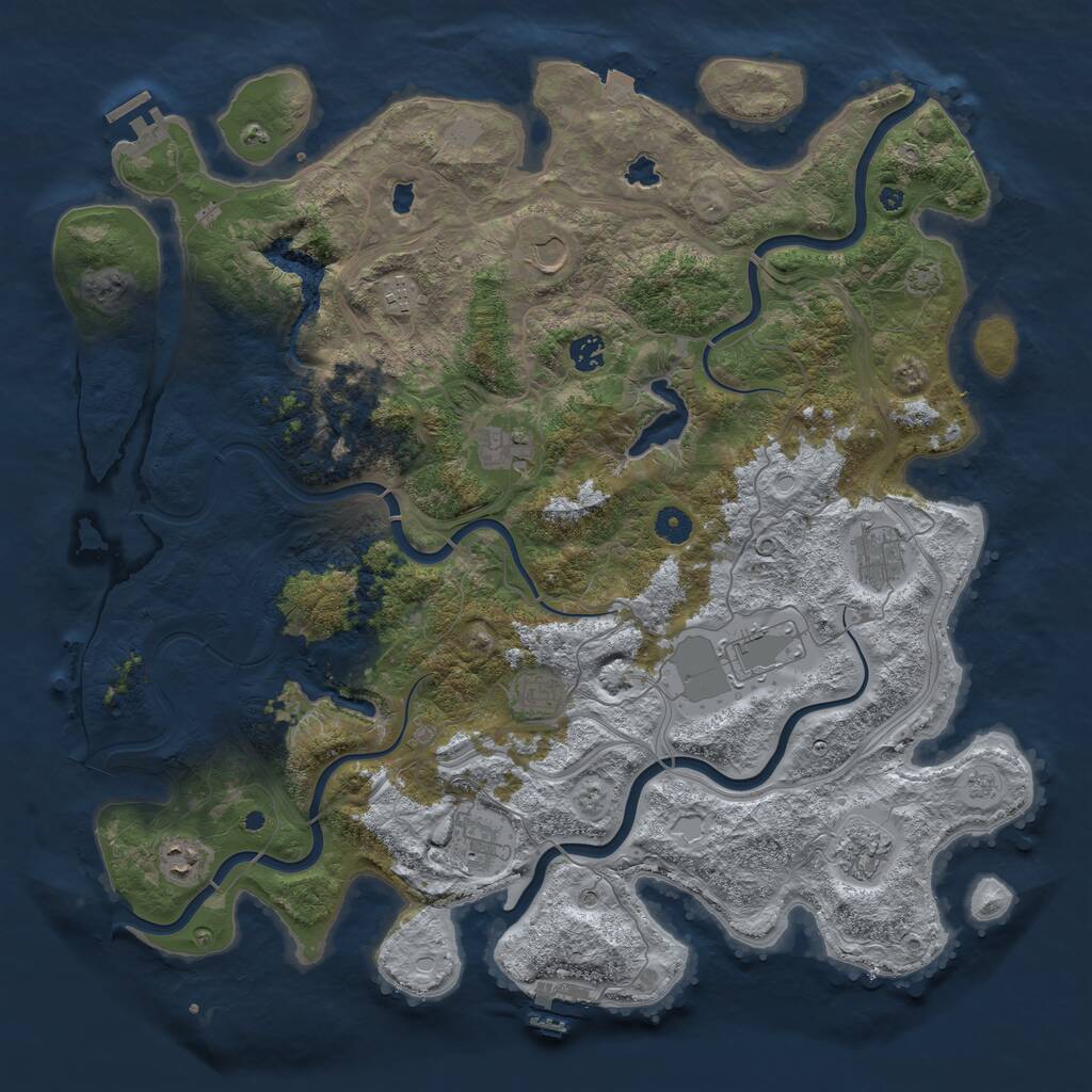Rust Map: Procedural Map, Size: 4500, Seed: 766119556, 16 Monuments