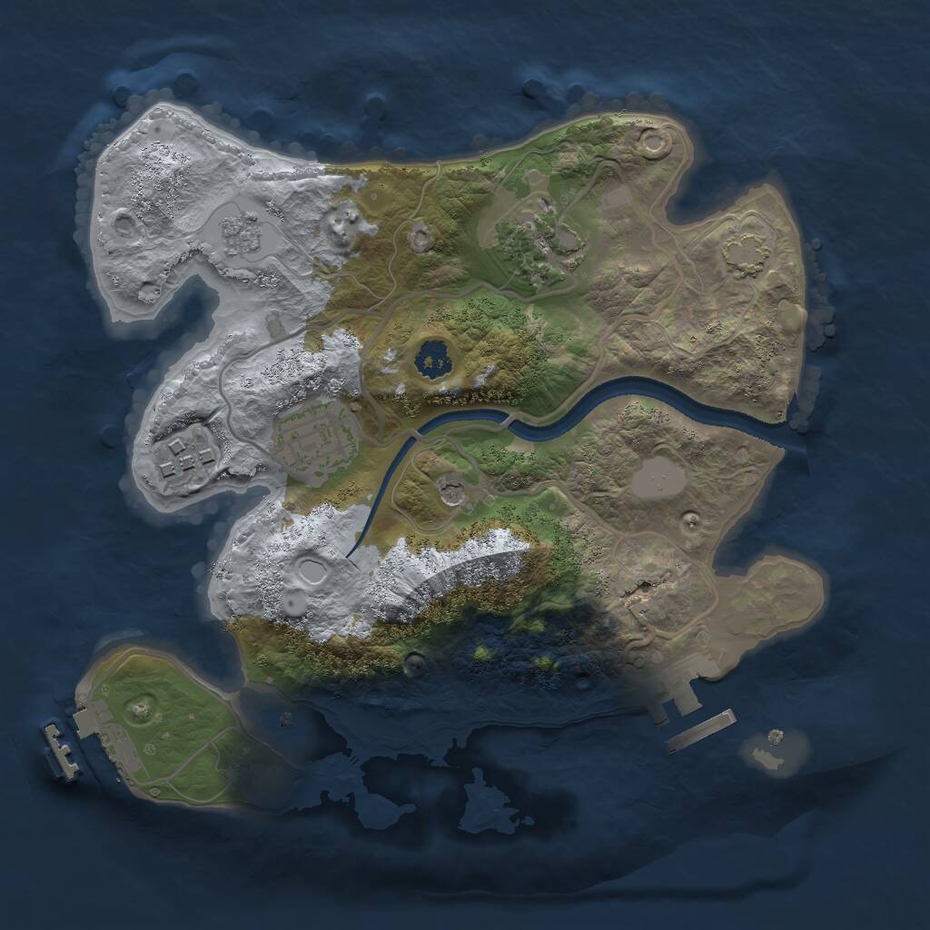 Rust Map: Procedural Map, Size: 2500, Seed: 1641348635, 9 Monuments