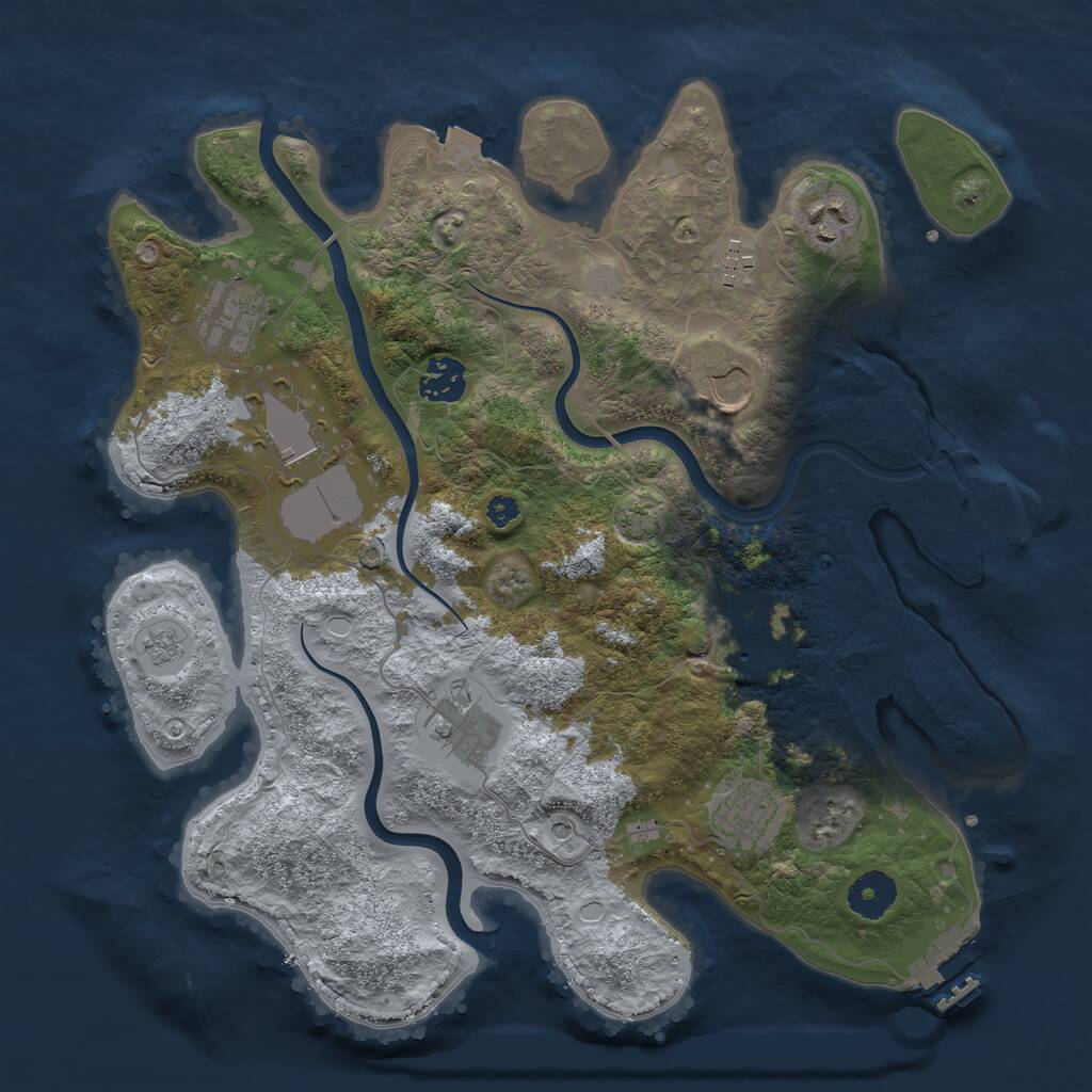 Rust Map: Procedural Map, Size: 3500, Seed: 1384750866, 15 Monuments