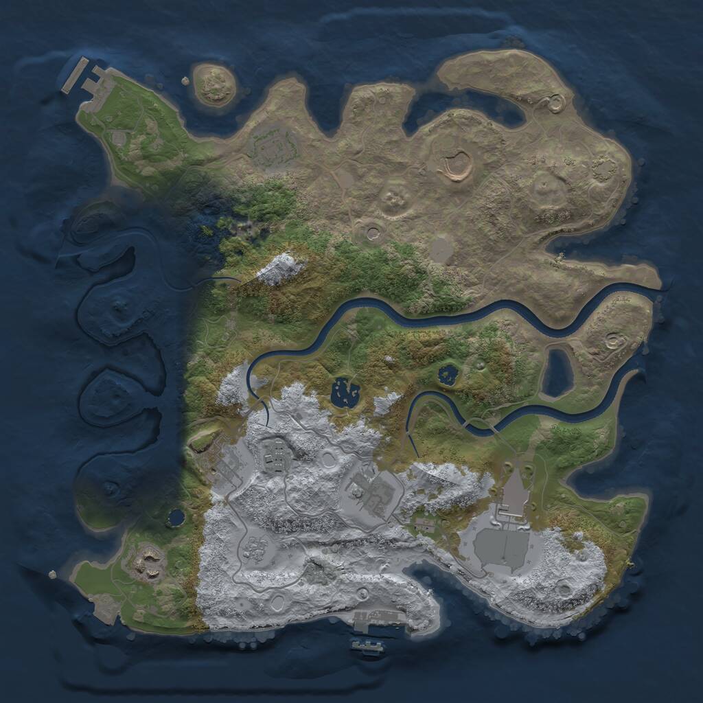 Rust Map: Procedural Map, Size: 3500, Seed: 1025521108, 14 Monuments