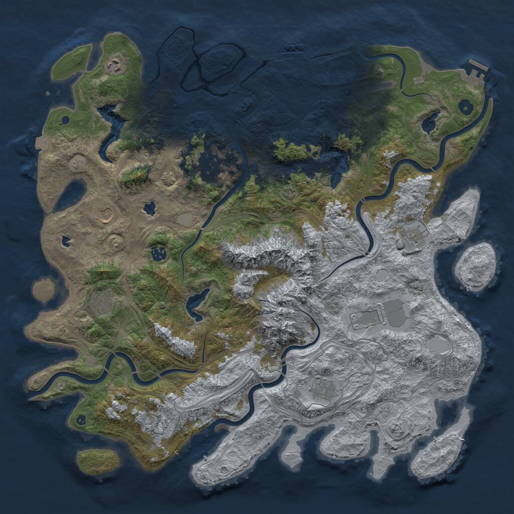 Rust Map: Procedural Map, Size: 5000, Seed: 1051379629, 16 Monuments