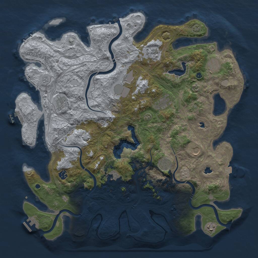 Rust Map: Procedural Map, Size: 4500, Seed: 293373659, 17 Monuments