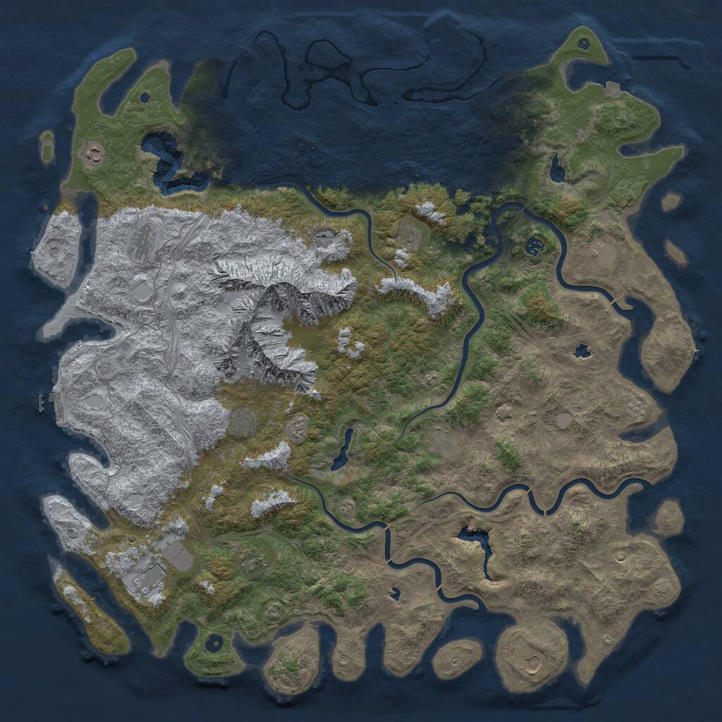 Rust Map: Procedural Map, Size: 6000, Seed: 60546, 17 Monuments