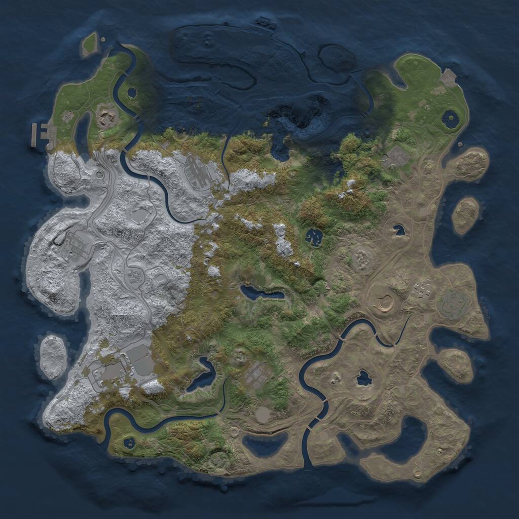 Rust Map: Procedural Map, Size: 4500, Seed: 1061041982, 16 Monuments