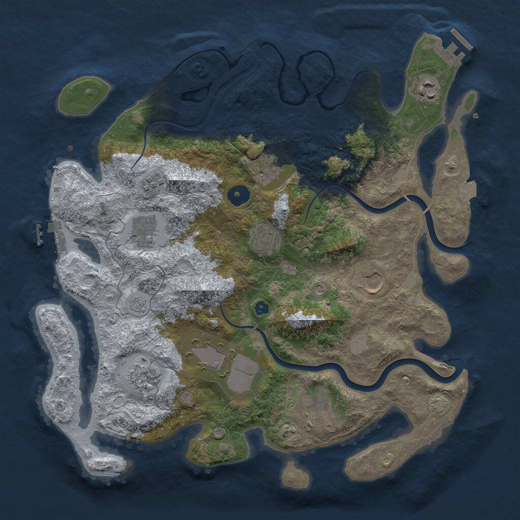 Rust Map: Procedural Map, Size: 3700, Seed: 917101177, 15 Monuments