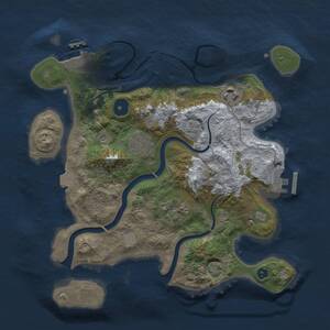 Thumbnail Rust Map: Procedural Map, Size: 3000, Seed: 1234820699, 9 Monuments
