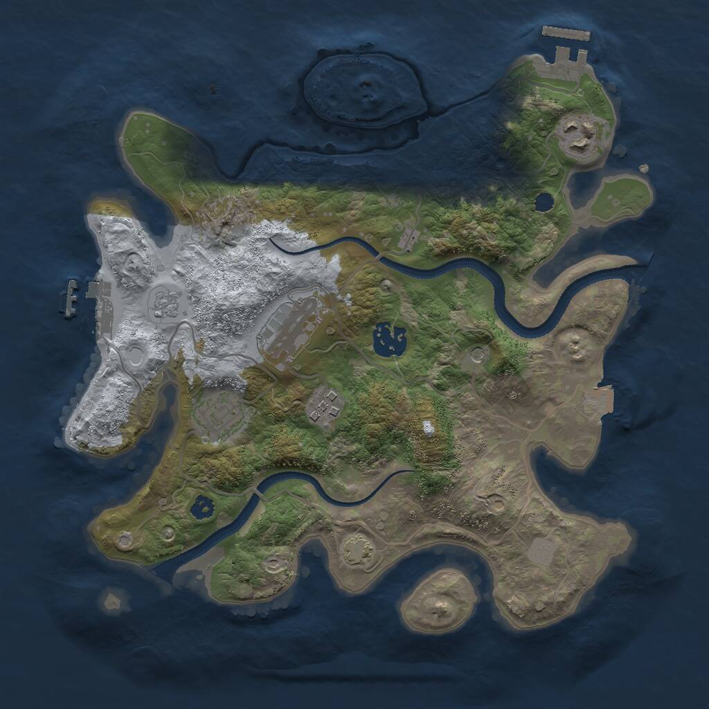 Rust Map: Procedural Map, Size: 3000, Seed: 1203848855, 11 Monuments
