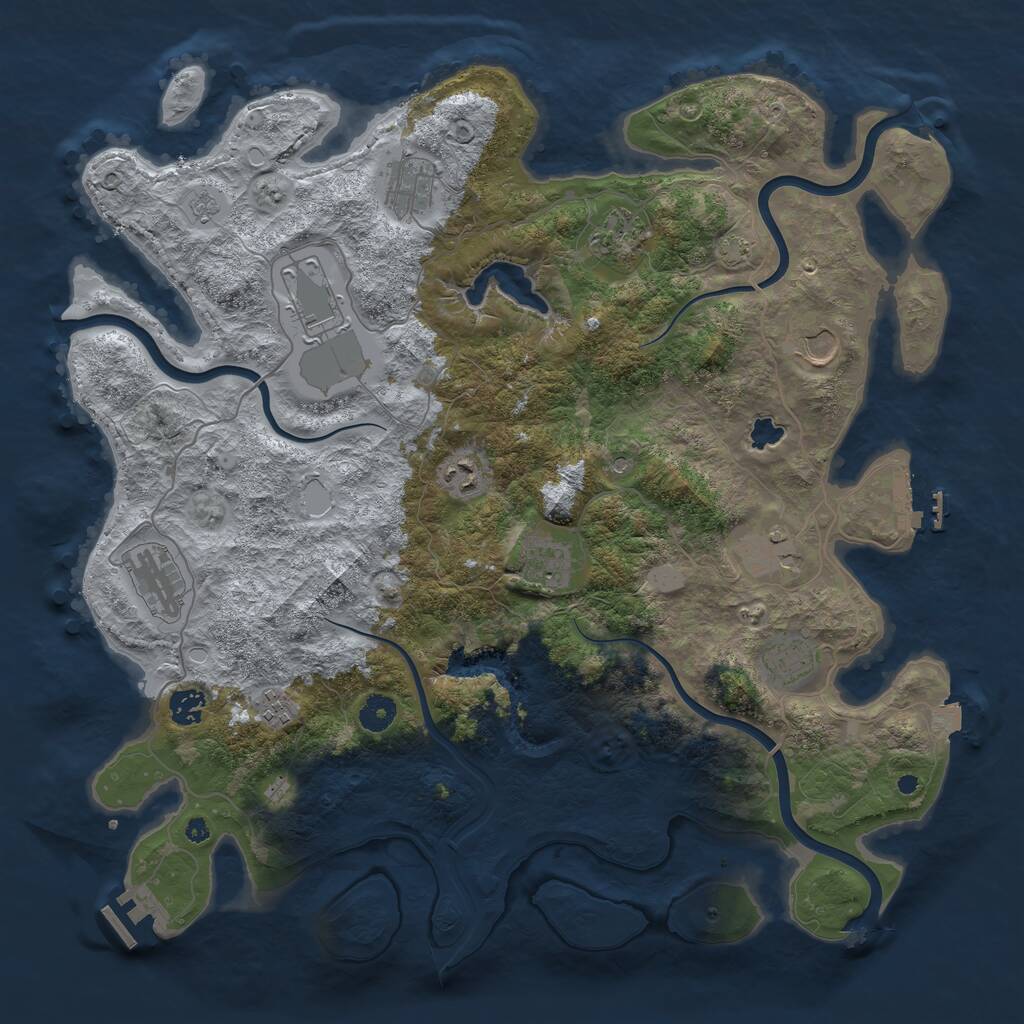 Rust Map: Procedural Map, Size: 4200, Seed: 1069022569, 17 Monuments