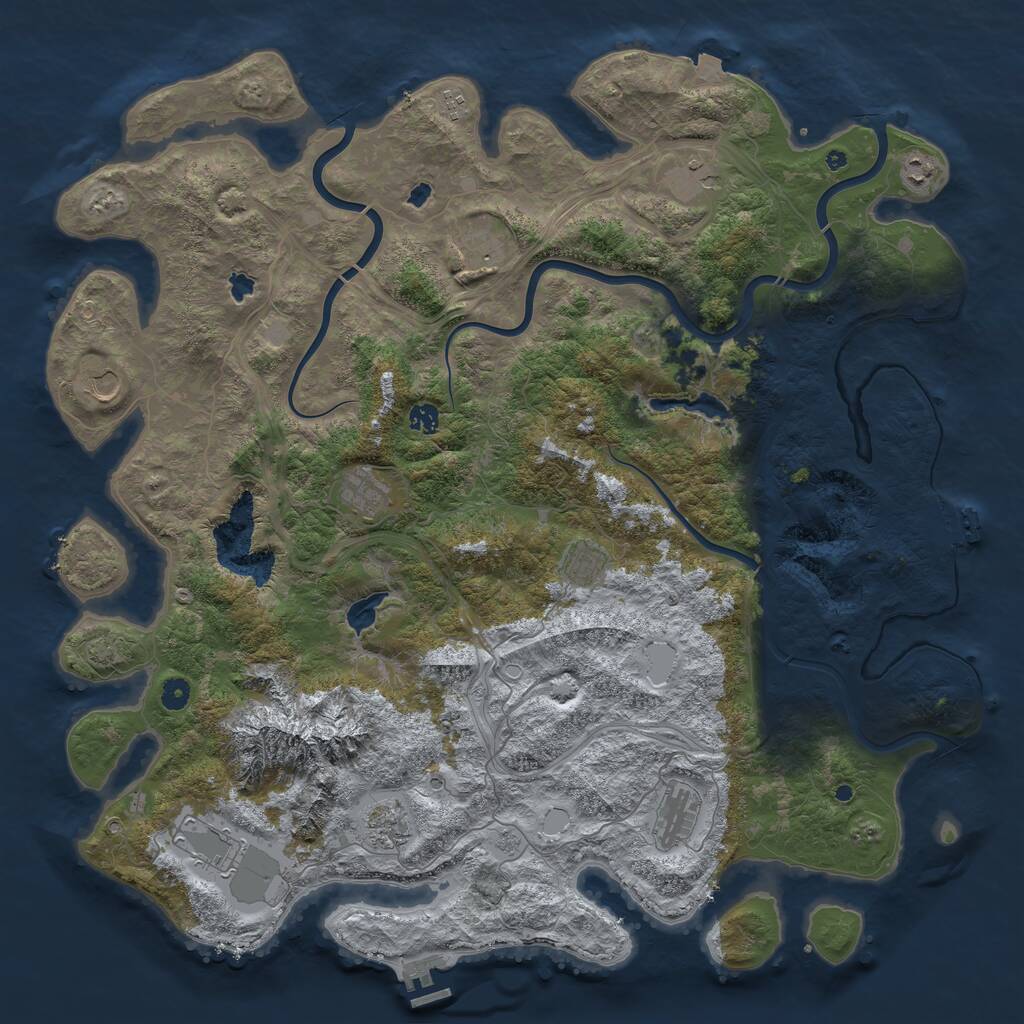 Rust Map: Procedural Map, Size: 5000, Seed: 1280376670, 17 Monuments