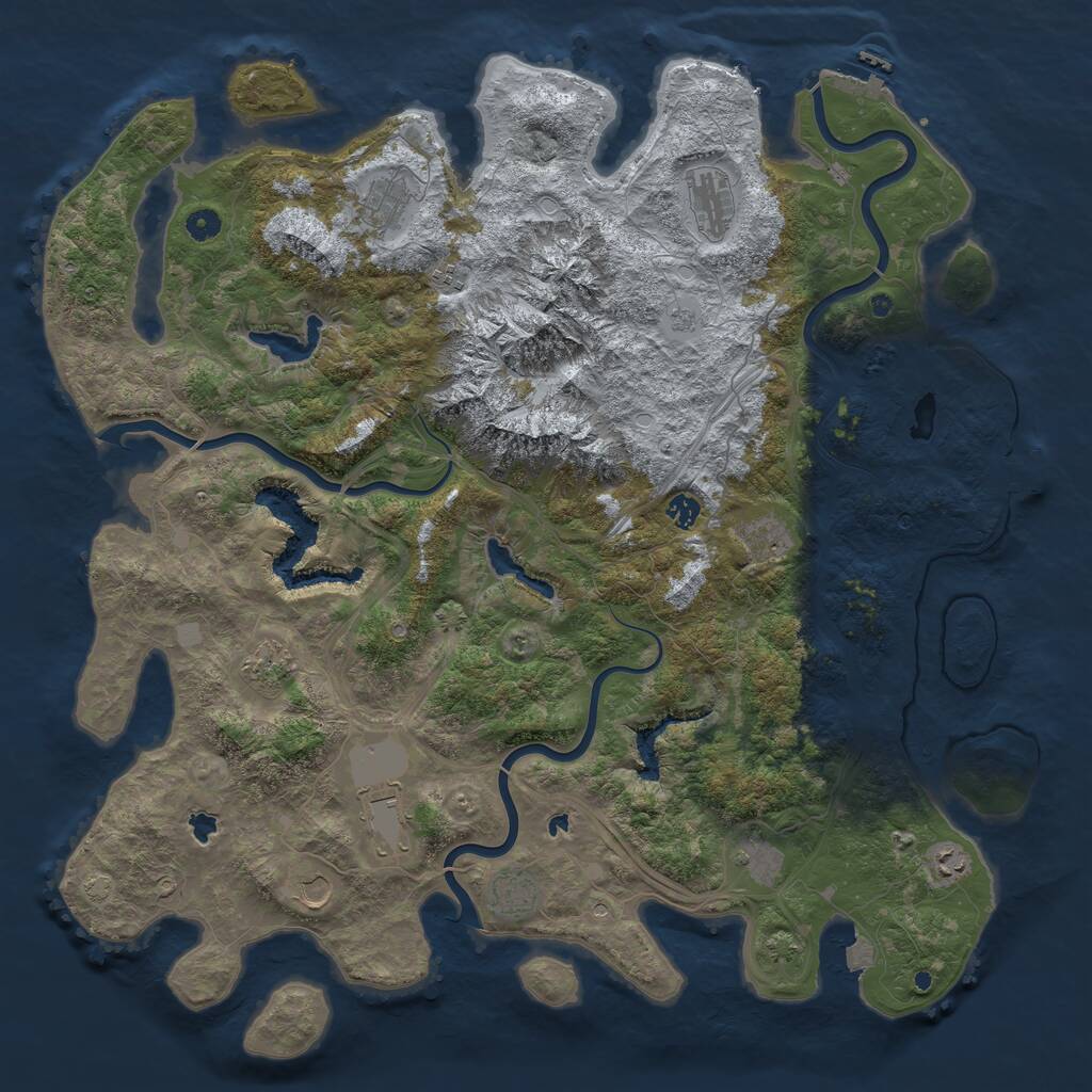 Rust Map: Procedural Map, Size: 5000, Seed: 831447325, 17 Monuments