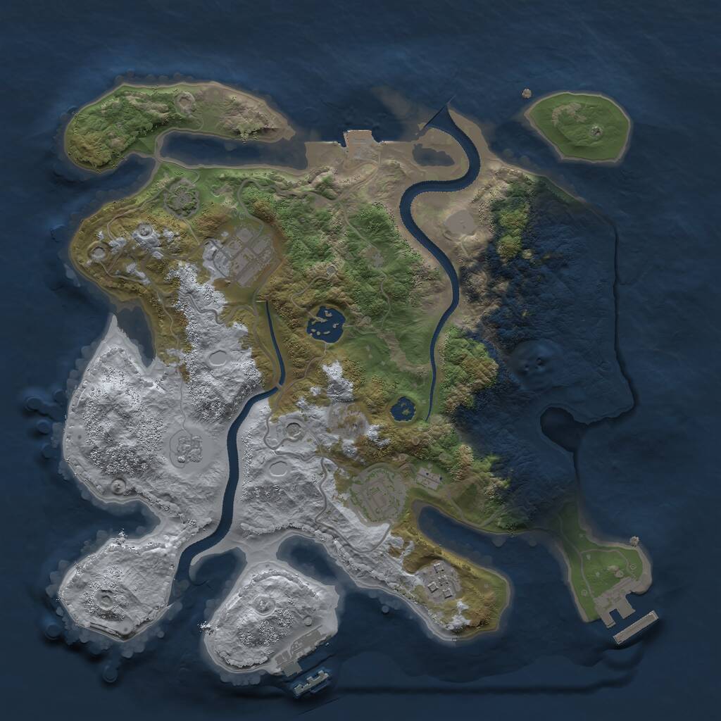 Rust Map: Procedural Map, Size: 3000, Seed: 1795599871, 10 Monuments