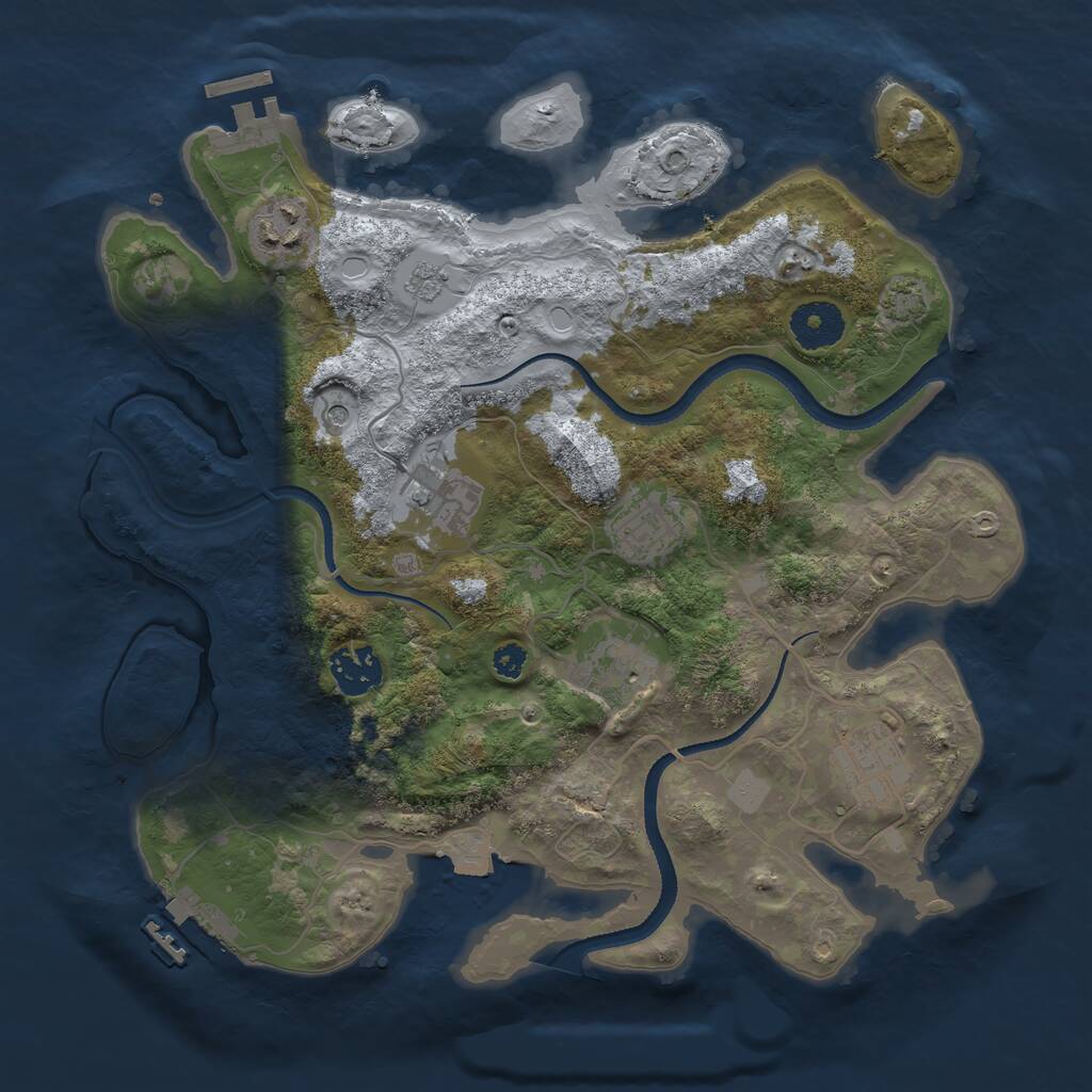 Rust Map: Procedural Map, Size: 3250, Seed: 2125, 12 Monuments