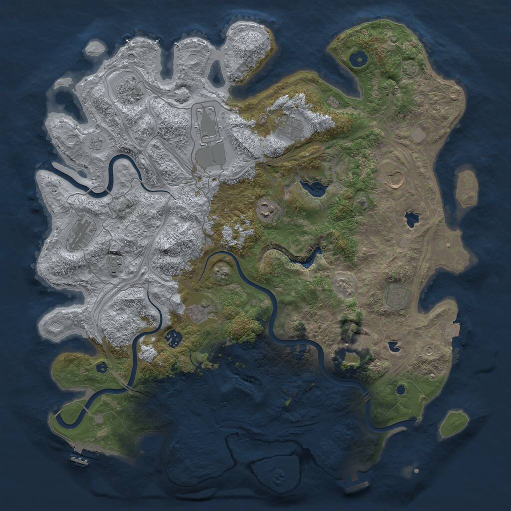 Rust Map: Procedural Map, Size: 4500, Seed: 1893654437, 17 Monuments