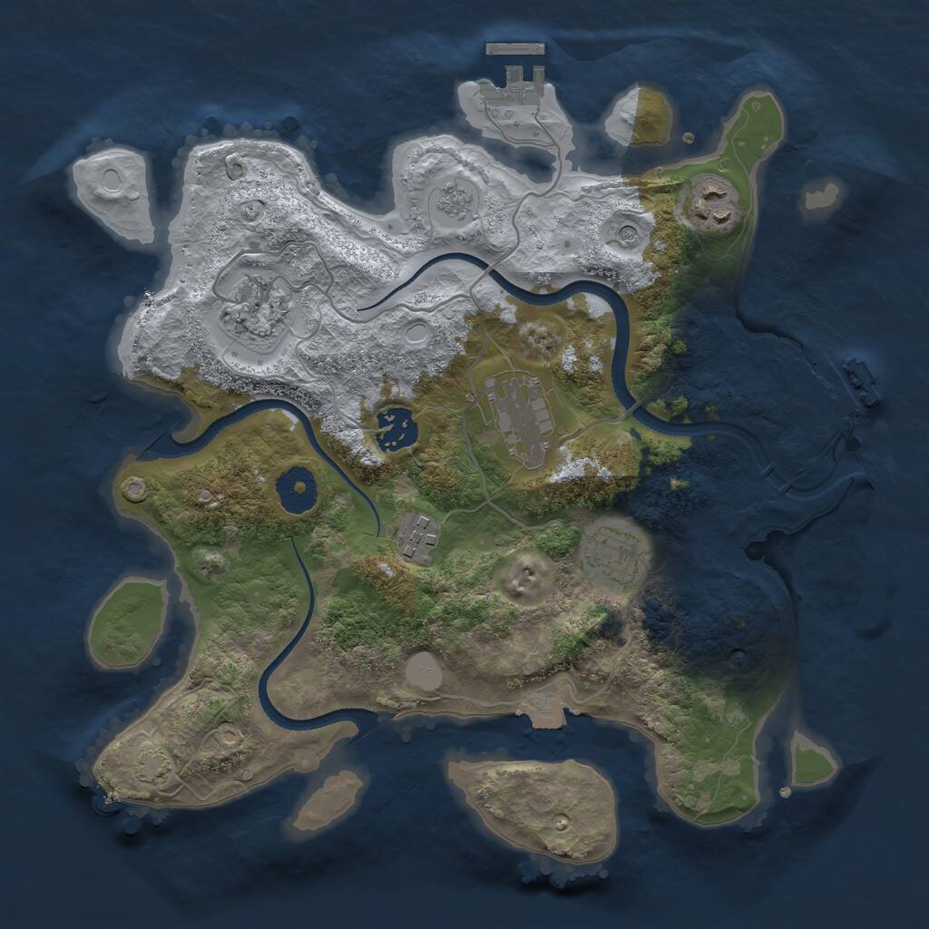 Rust Map: Procedural Map, Size: 3200, Seed: 1092922787, 12 Monuments