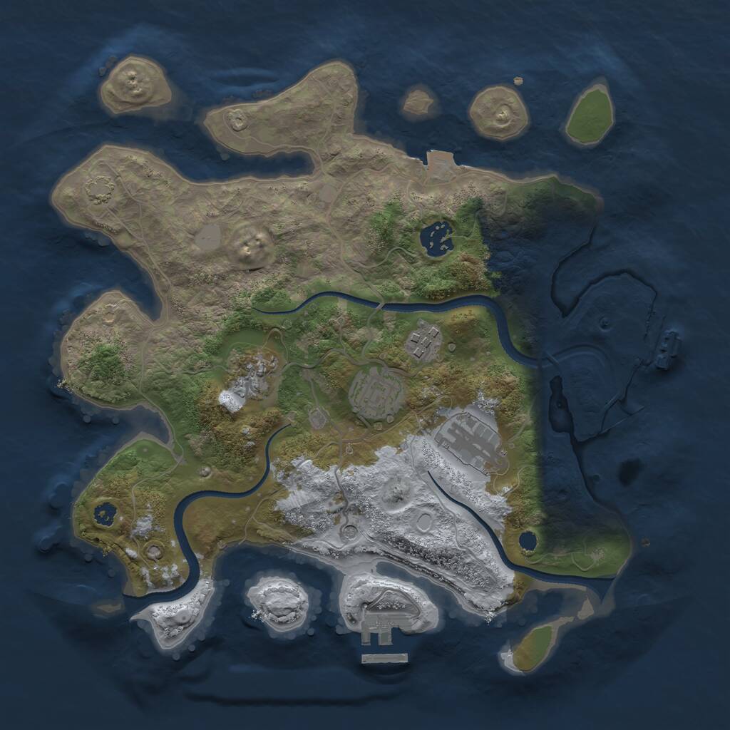 Rust Map: Procedural Map, Size: 3200, Seed: 1153843323, 10 Monuments