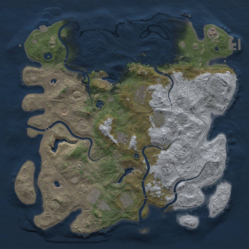 Rust Map: Procedural Map, Size: 4500, Seed: 582524191, 17 Monuments