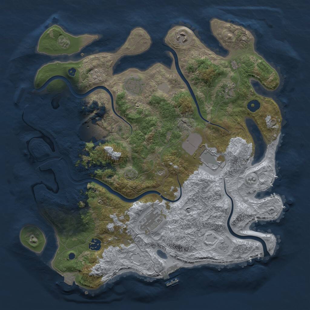 Rust Map: Procedural Map, Size: 3800, Seed: 664728919, 14 Monuments