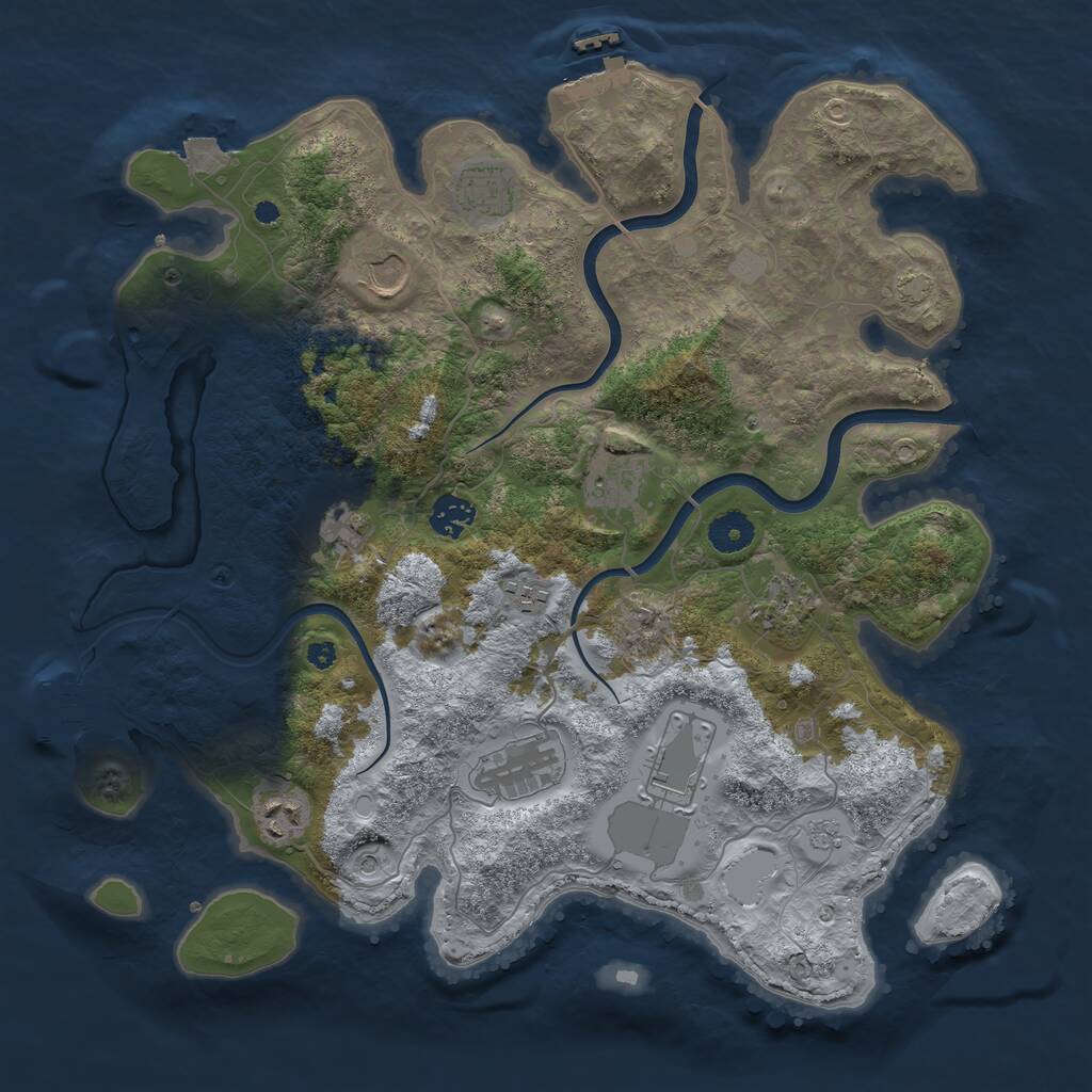 Rust Map: Procedural Map, Size: 3800, Seed: 98836329, 16 Monuments