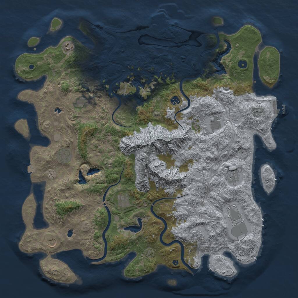 Rust Map: Procedural Map, Size: 5000, Seed: 1011293528, 17 Monuments