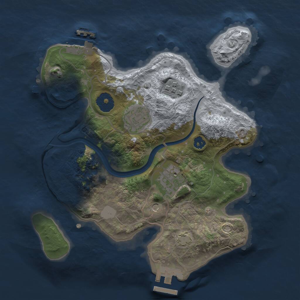 Rust Map: Procedural Map, Size: 2500, Seed: 1324437035, 8 Monuments