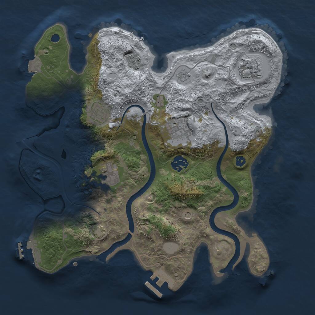 Rust Map: Procedural Map, Size: 3000, Seed: 36655, 12 Monuments